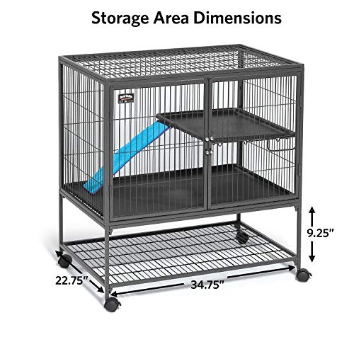 Image of MidWest Homes for Pets Ferret Nation Single Unit Small Animal Cage, 2 Tiers, Includes Pan, Shelf, Ramp & Cover, for Ferrets & Other Small Animals