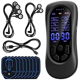 TENS/EMS/RELAX Gerät Schmerztherapie, 3-in-1 Einzelkanal Tensgerät mit 2 Flexibel Kabel (1x1-zu-2 & 1x1-zu-4), 6 Modi,18 Trainingsprogramme, Natürliche Therapien für Muskelaufbau