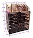 Sodynee Acrylic Makeup Cosmetic Organizer Storage Drawers Display Boxes Case, Three Pieces Set, Brown