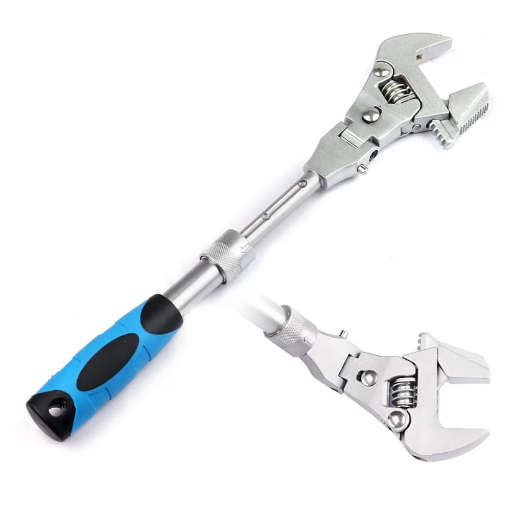 Llave de trinquete ajustable de 10 pulgadas, llave dinamométrica 5 en 1, giratoria, plegable, 180 grados, herramienta de reparación de llaves telescópicas for tubos.