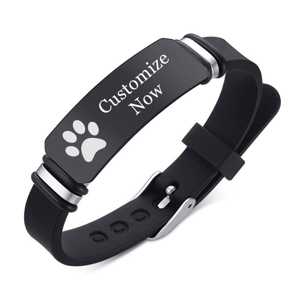 KBNSUIAN Custom Engraved Bracelet Dog Dad Dog Mom Pet Parent Personalised Name Memorial Silicone Wristband Customise Gifts for Pet Owner