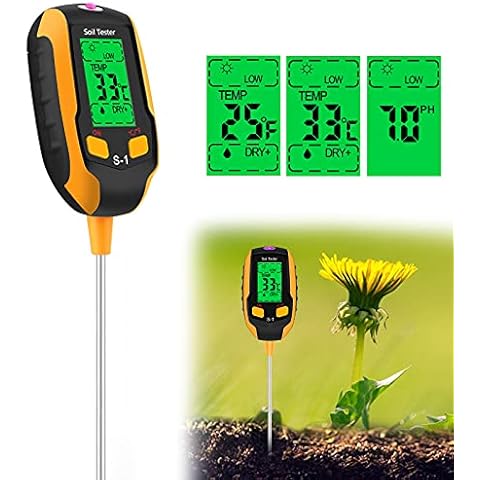 Vakdon Bodenmessgerät 4in1 Bodentest Messgerät mit PH/Temperatur/Feuchtigkeit/Licht für Gartenarbeit, Rasen, Landwirtschaft und Indoor/Outdoor-Pflanzen (4in1-S1) Cover