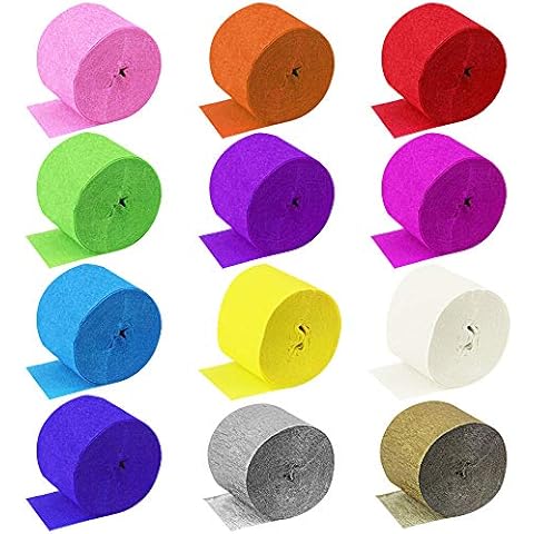 DECARETA 30 Rollos Papel Crepé de 12 Colores Cover