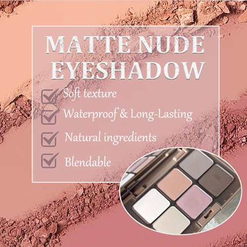 Nude Eyeshadow Palette, 6 Color Full Matte Nude Pink Brown White Eye Shadow Pallets For Women,Warm Naturing-Looking Eyeshadow Palette, Vegan & Cruelty Free - Image 5