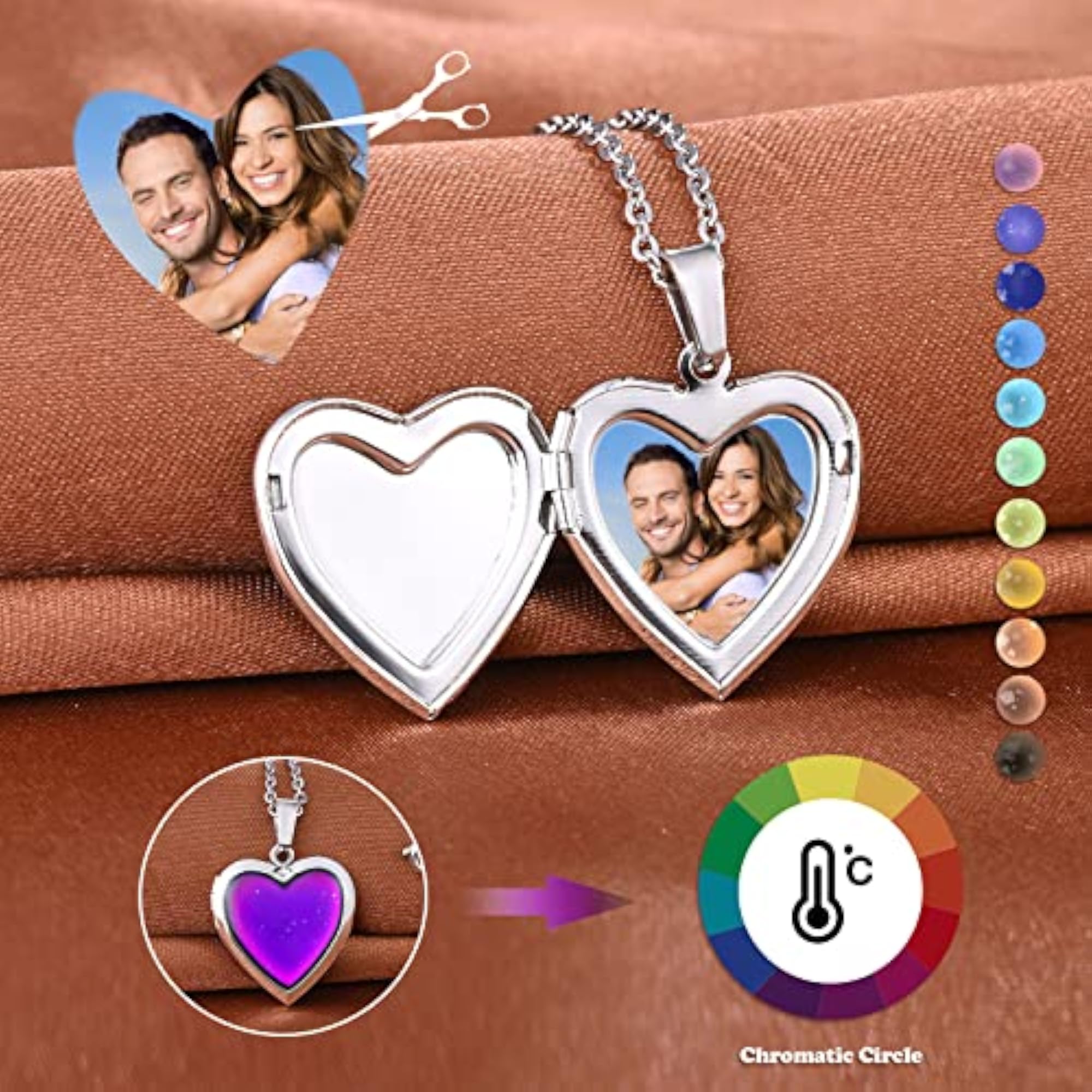 Children's Heart Locket Necklace with Color Changing Pendant