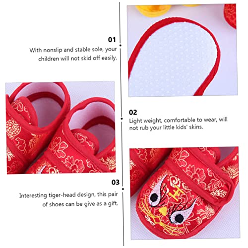 Practical Baby Shoes Cartoon Tiger-Head Breathable Mesh Non-Slip Sole for 0-12 Months Boys and Girls Red4