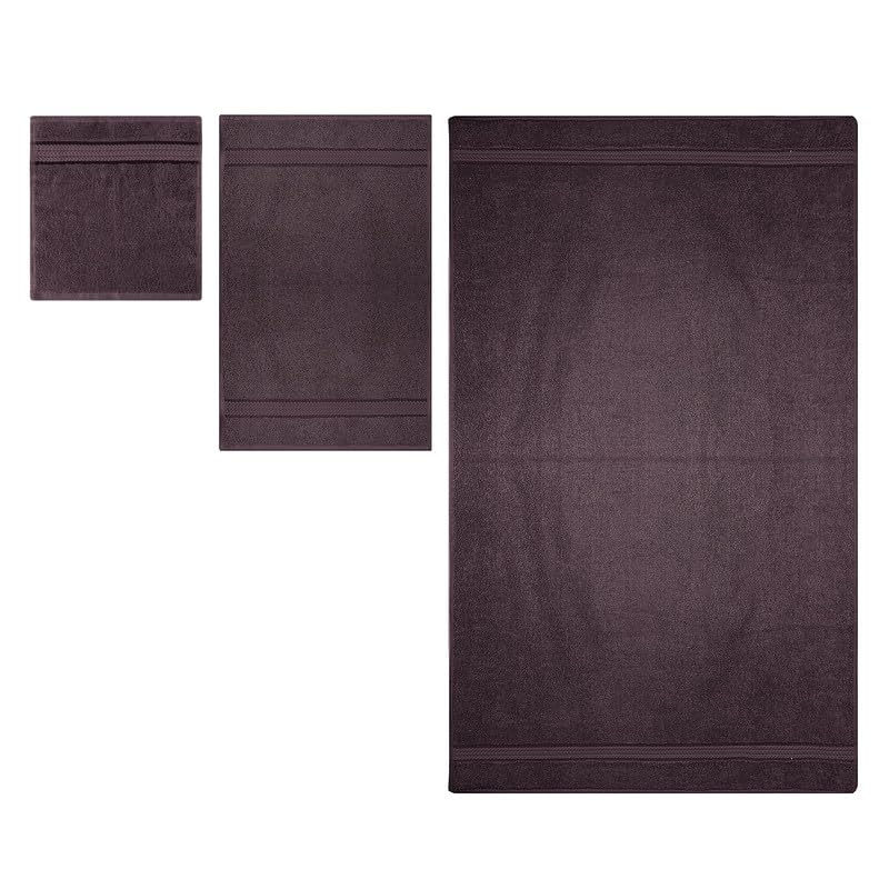 Super Soft 600 GSM Cotton Towels Set by Sweet Needle, Dark Brown, 2 Bath Towel, 2 Hand and 6 Wash/Face, Double Pile - Image 3
