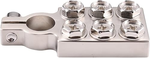 Miniatura 4 de Conector de terminal de batería de 6 vías 6 x 00 (10) AWG calibre positivo negativo (un par) abrazadera de poste de batería de automóvil para