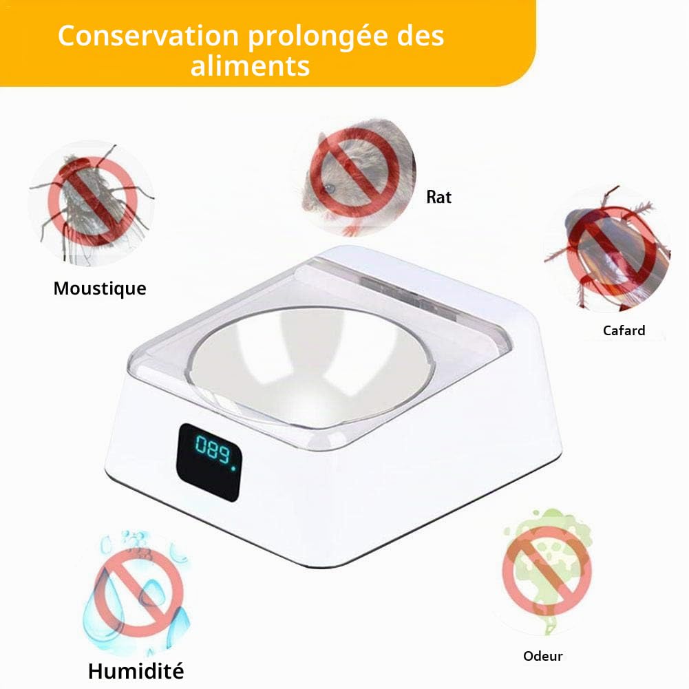 Gamelle Automatique pour Animal Domestique avec capteur Infrarouge et Couvercle à Ouverture Automatique - Anti-Souris - Anti-humidité - Distributeur de Nourriture pour Chien et Chat