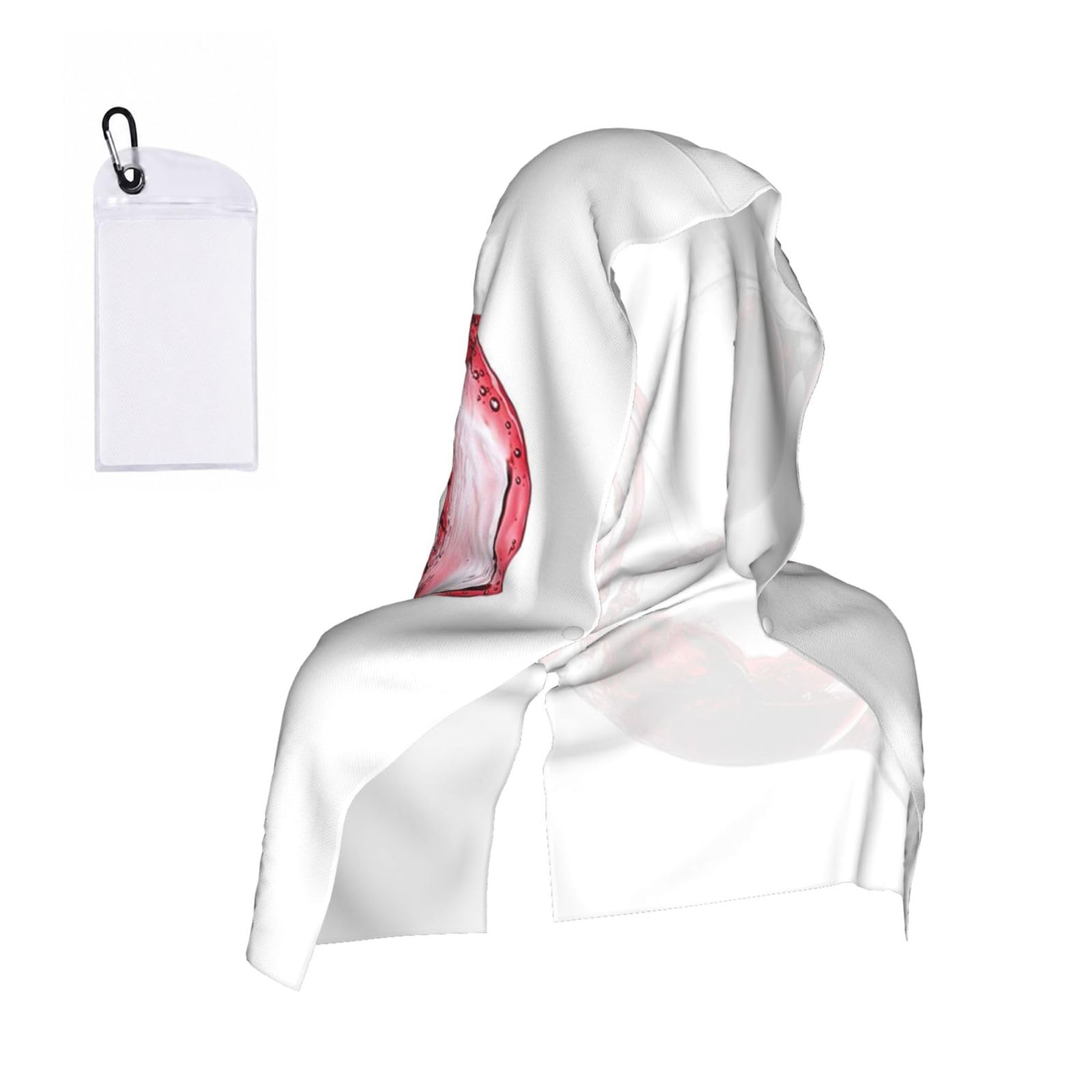 Esnaiuvcd Black 3D Red Wine Heart Print Multifunctional Cooling Hoodie Bandana Portable Sweat Absorbing Design For Beach Workouts Exercise Heat Relief Accessories