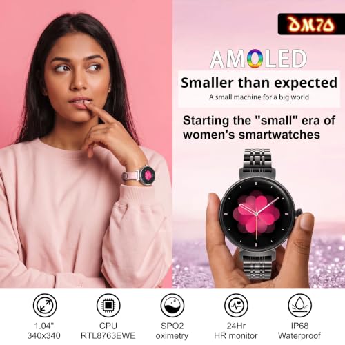 Image of Shyenah DM70: A Distinctive Blend of Tradition and Technology, 1.04 inch Compact AMOLED with Heartrate, BloodOxygen, Female Health, Voice Assistant, HD Bluetooth Calling, Password Protection (Golden)