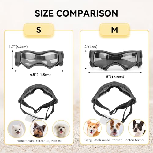 Image of Small Breed Dog Goggles, Sunglasses with UV Protection for Outdoor Riding & Driving, Black