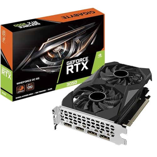 Image of GeForce RTX 3050 WINDFORCE OC 6GB GDDR6 Graphics Card, 96-bit, Dual Fan, PCIe 4.0, HDMI 2.1, DisplayPort 1.4a, NVIDIA Ampere GPU, GV-N3050WF2OC-6GD