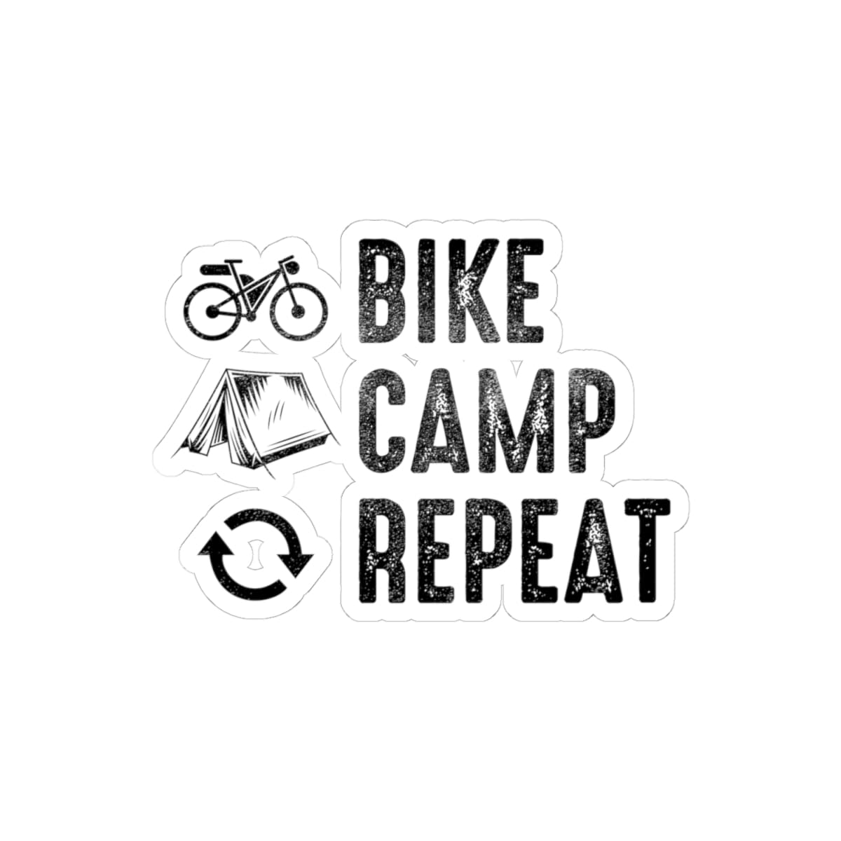 Bikepacking Sticker - Ride Camp Repeat Vinyl Decal for Outdoor Cyclists