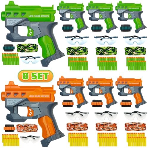8 Pack Blaster Guns Toys- Mini Gun Party Favors Toy for Kids Boys Birthday