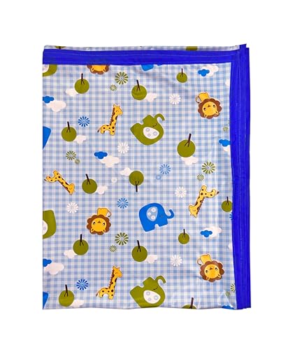 Image of EcoSoft Plastic Sheet,PVC Sheet for Kids,Rubber Sheet for Babies,Bed Wetting Protector(90 x 135 cm) (Blue Big Jungle)