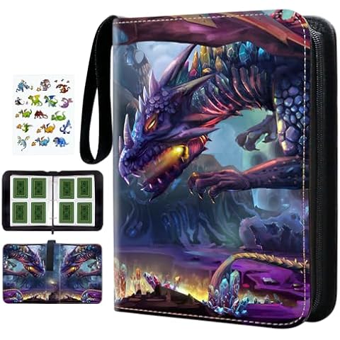 Card Binder 4 Pockets - 480 Pockets Card Holder Album with 60 Removable Sleeves - Trading Card Collection Binder for Cards Storage and Organisation,Gifts for Boys&Girls Cover