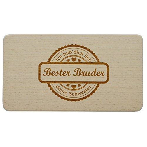 wall-art-design Frühstücksbrettchen/Vesperbrett mit Gravur Bester Bruder - Deine Schwester Hergestellt aus Buche Holz - Grösse 22x12x1 cm