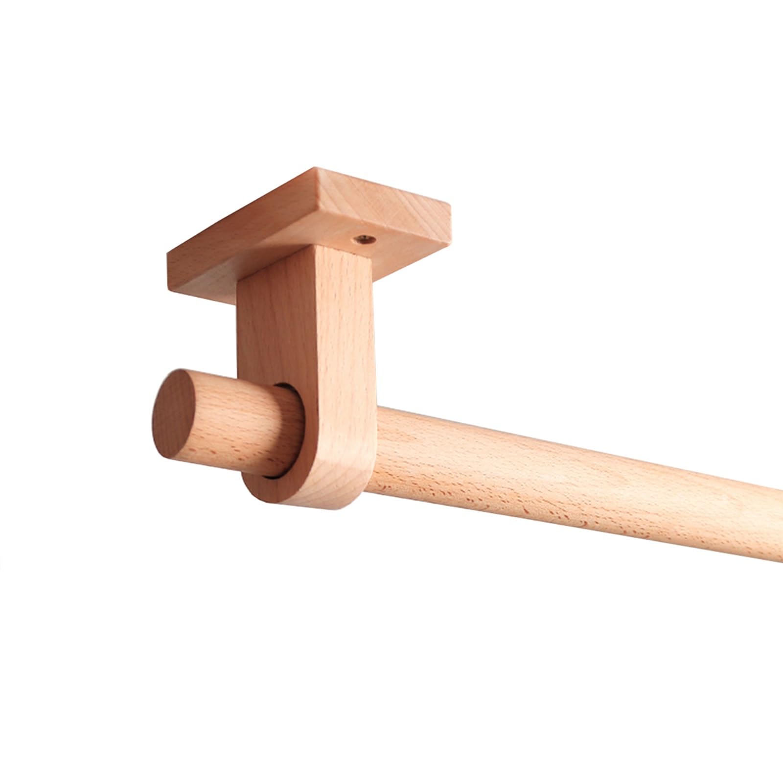 Tringle à rideaux en bois de 120 cm montée sur le côté avec 2 supports et vis de 29 mm de diamètre, idéale pour portes et fenêtres, solution élégante de décoration d'intérieur