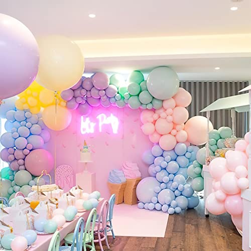 Image of PartyWoo Pastel Rainbow Balloons 50pcs Latex Helium Balloons 12 Inch