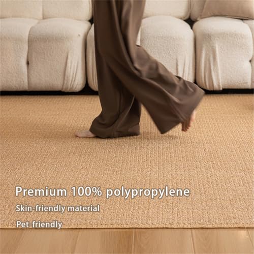 Tapis de salon en sisal camel 120x160 cm lavable et antidérapant