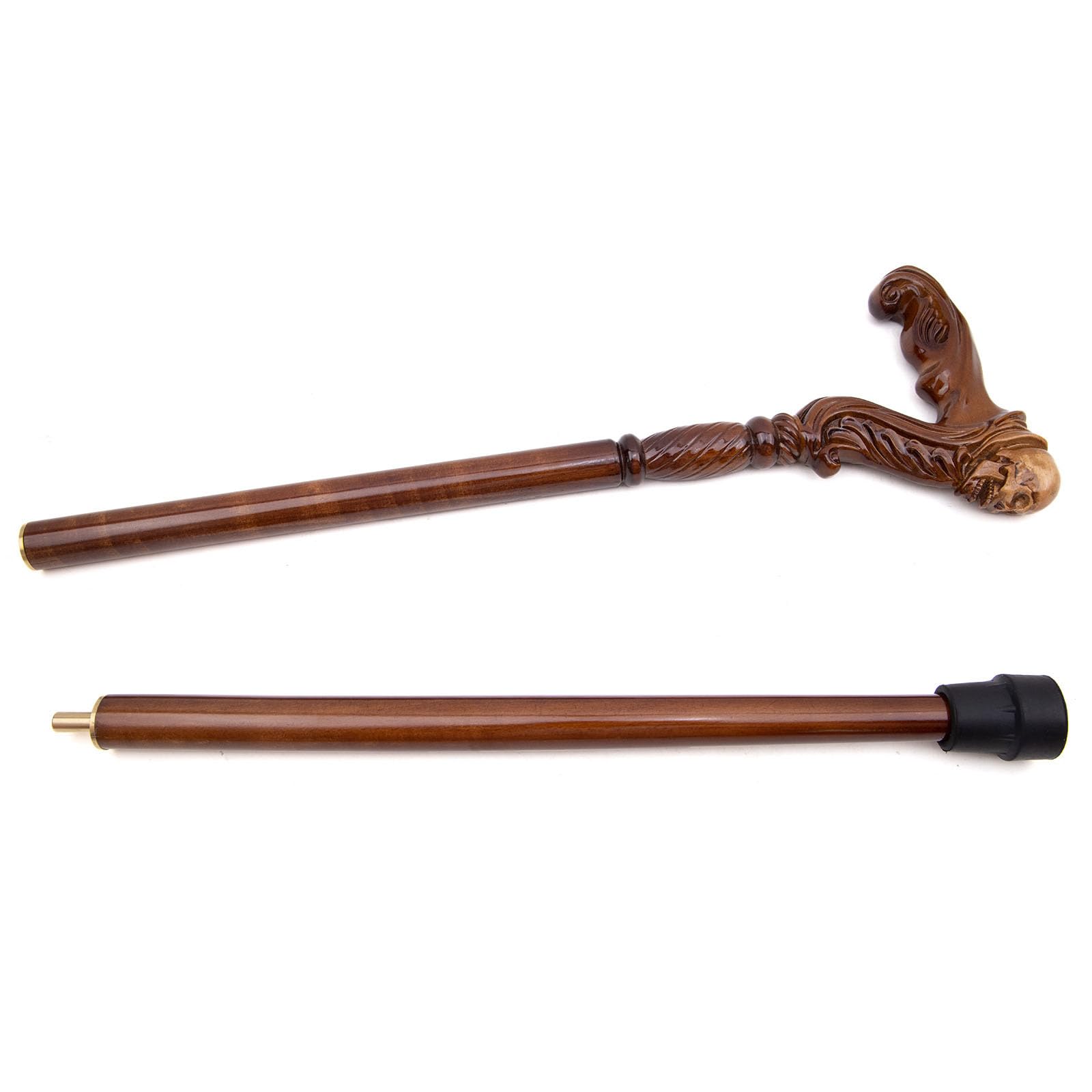 Bastón de Madera Natural,Elegante bastón de Madera Tallada | Bastón Ergonómico Antideslizante Madera Clásica Aluminio Ajustable Ligero, Resistente Extensible Ideal para Adultos Mayores