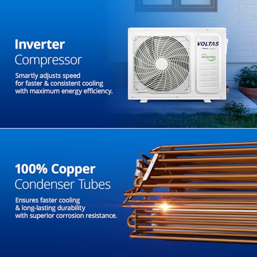 Image of Voltas 183V Vertis Smart Elite Gold 1.5 ton 3 star inverter Split AC|5-IN-1 Adjustable mode|Energy Efficient|Wifi Enabled|High ambient Cooling-cools even at 52C|Anti dust filter|Copper Coil|White