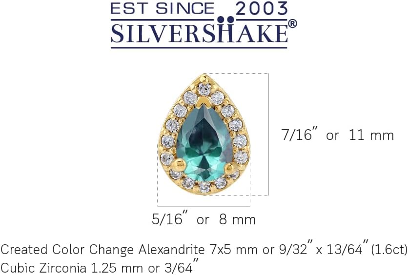 Silvershake 7X5mm Petite Pear Shape Birthstone Gemstone White Gold Plated or Yellow Gold Plated 925 Sterling Silver Halo Stud Earrings Jewelry for Women