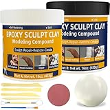 2 lb Epoxy Putty Sculpt Clay, 2 Part A & B Epoxy Clay for Sculpting, Modeling, Building, and Repairing, Self-Hardening Tile Adhesive Modeling Paste Repairs Metal, Wood, Plastic Ivory-White