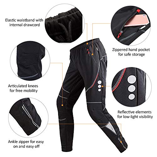 yeacher Calças masculinas de ciclismo Calças esportivas à prova de vento Térmicas de lã de inverno C