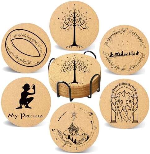 Set Of 6 Fall Pumpkin Coasters | Absorbent Ceramic Stone Drink Coasters With Cork Bottom & Metal Holder | Vintage Autumn Decor, Housewarming Gift