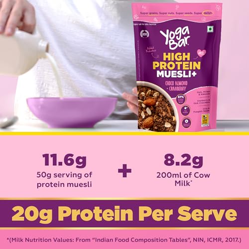 Image of Yogabar Super Protein Muesli Combo | Fruits & Nut 850gm | Chocolate almond Cranberry 850gm | High in Omega 3, Gluten Free | 25% Dry Fruits, Nuts and Seeds | Gluten Free | Protein Rich