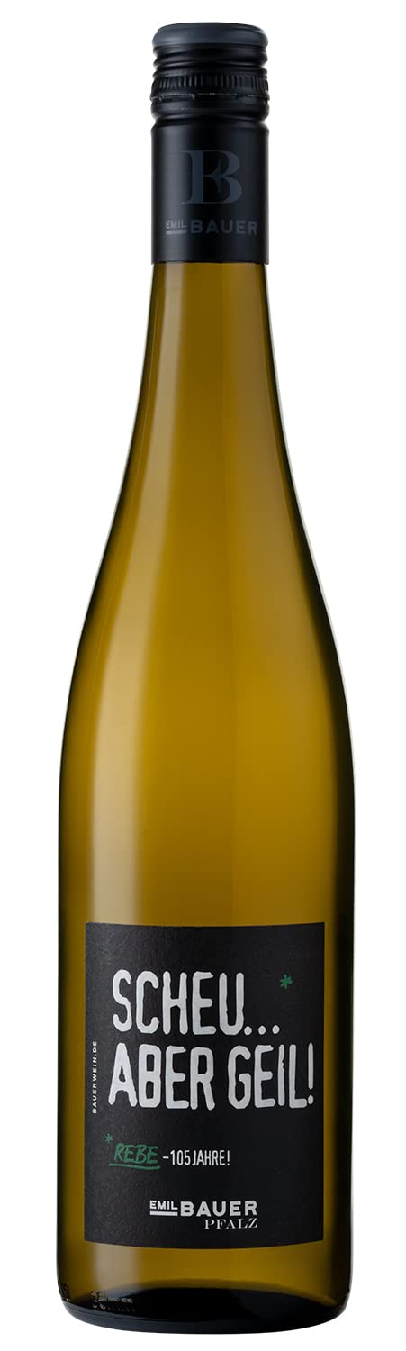 Emil Bauer Scheurebe "Scheu* aber geil! - *Rebe 105 Jahre", Trockener Weiß wein aus der Pfalz (1 x 0.75l)