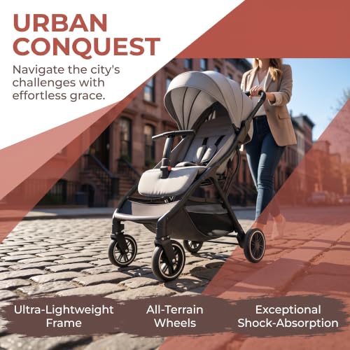 Image of Cool Kids Superb Lightweight Travel Stroller, Auto Fold Buggy Fold Buggy Gray
