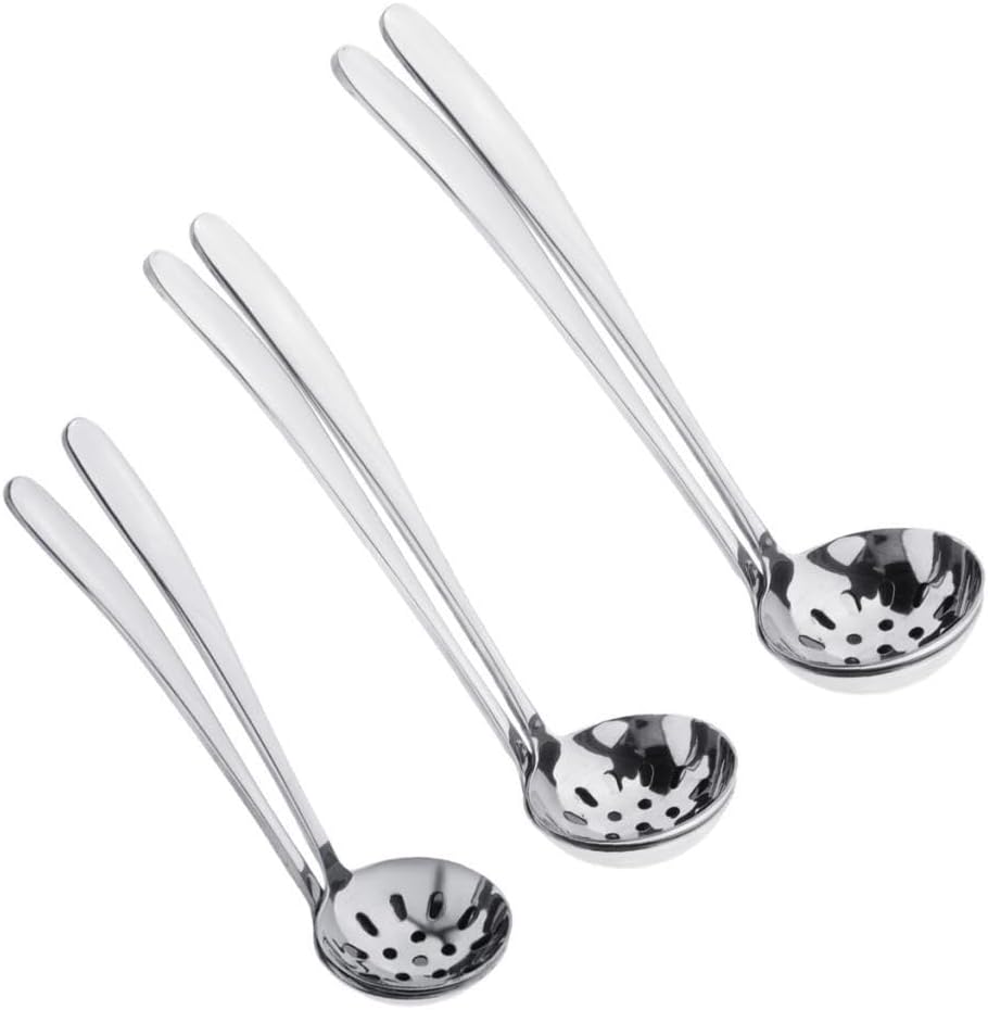 2xStainless Steel Colander Soup Ladle Hot Pot Kitchen Cooking Utensils, 4 Pcs