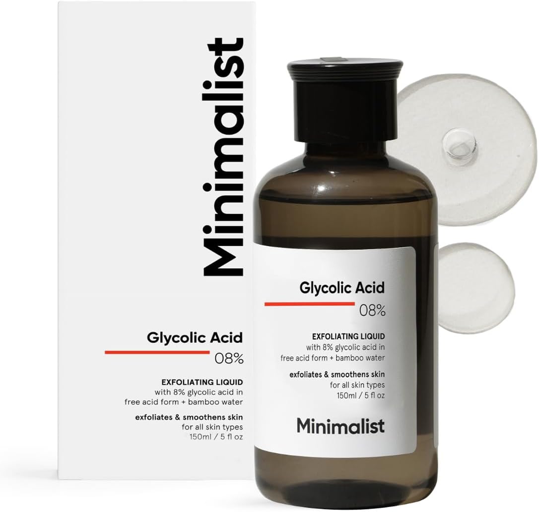 Minimalist 8% Glycolic Acid Toner For Glowing Skin | Multi-functional Exfoliating Toner With Bamboo Water for Body Face, Underarms & Scalp | For Women & Men | 150 ml