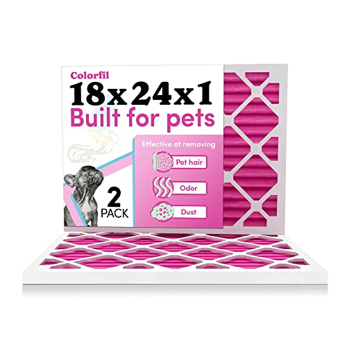 Colorfil 18x24x1 Air Filter (2-Pack) | Made in the USA | Color Changing | Remove Cat and Dog Odor | MERV 8 for Pet Hair Dander and Dust | 17.5"x23.5"x0.75" Exact Size