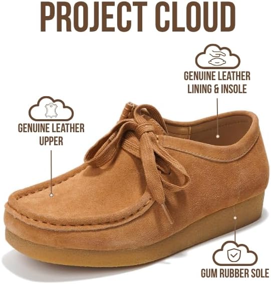 Project Cloud 100% Genuine Leather Womens Shoes - Memory Foam Insole Oxford Shoes For Women Footwear - Lightweight Anti-Slip Sole Casual Work Loafers with Lace (Wally) - Image 3