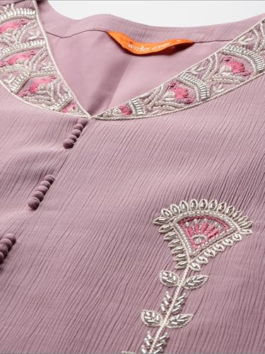 Image of INDO ERA Women's Straight Silk Blend Floral Printed Embroidered Kurta & Pant with Dupatta Set (KH9LV11382)