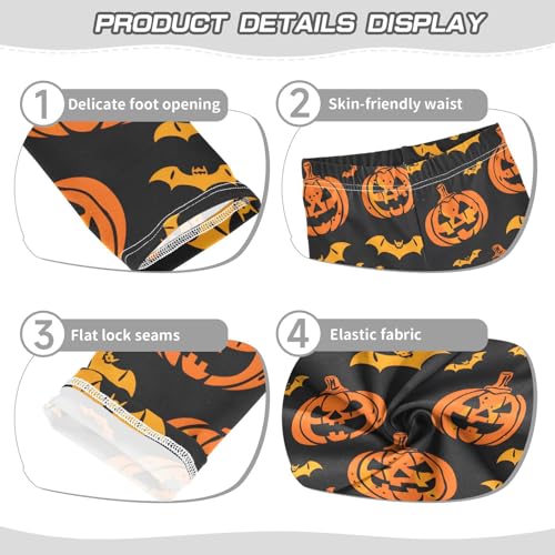 Orange Pumpkin Bats Girls Leggings Soft Stretch Workout Yoga Dance Pants for Kids Casual Tights3