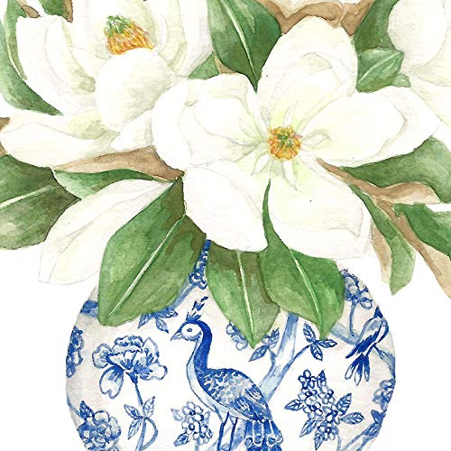 Art mural bleu et blanc affiche fleur délicate de haute qualité
