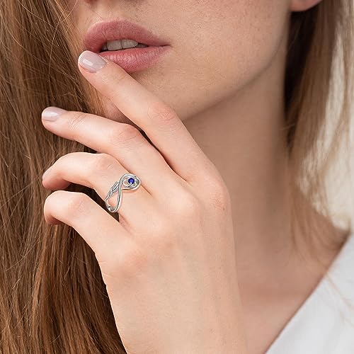 Promise Ring 925 Sterling Silver Infinity Wings Rings Heart Birthstone Ring for Women Birthday Anniversary Christmas Size 5-102