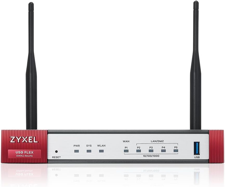 Zyxel VPN Firewall 350 Mbps VPN Speed | 10-User Recommendation | 2 Gigabit LAN Ports, GIGabit WAN Port, IPv6 Support, Advanced Security Features, USGFLEX50AX-US0101F