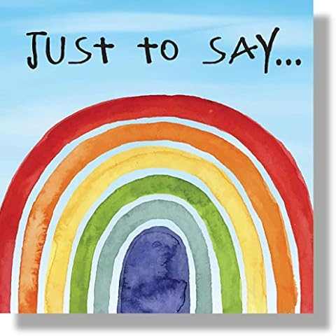 Pack of 7 Just to Say Rainbow Greeting Cards& Envelopes by Greetingles. Made in UK. Blank Inside Cover