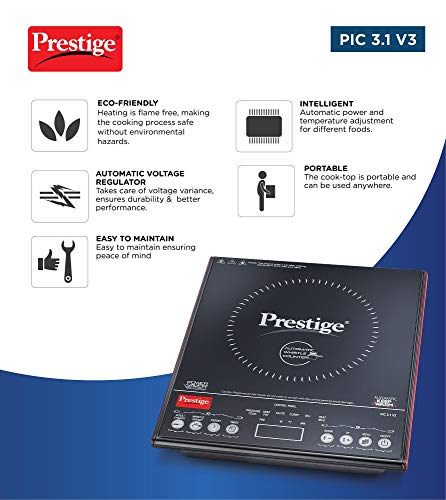 Prestige PIC 3.1 V3 2000 Watts Induction Cooktop | Black |Automatic Whistle Counter | Touch Panel | Indian Menu Options | Voltage Regulator |... - Image 5