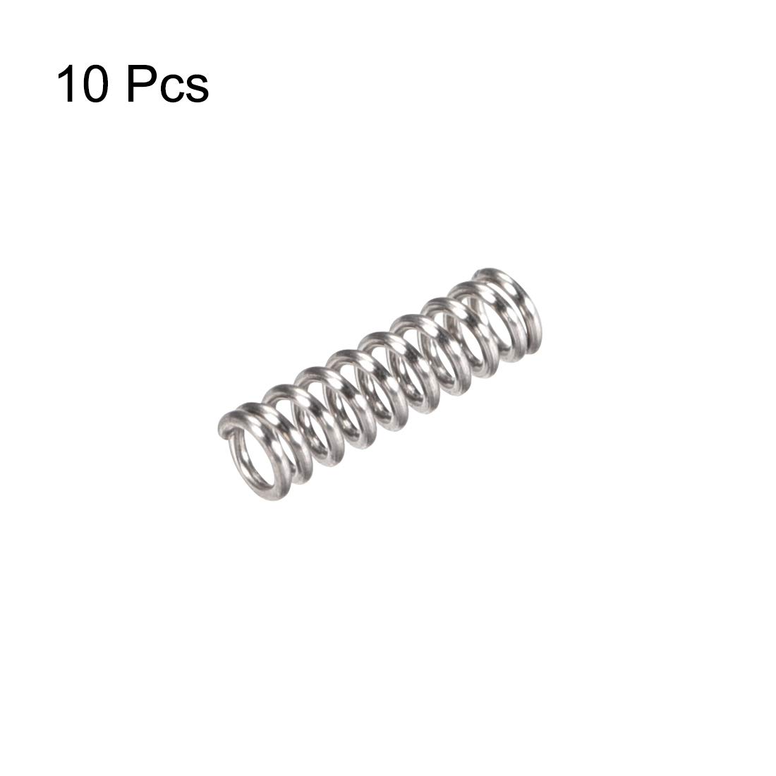 uxcell Compression Spring,304 Stainless Steel,3mm OD,0.5mm Wire Size,6mm Compressed Length,10mm Free Length,4N Load Capacity,Silver Tone,10pcs — Amazon image 2