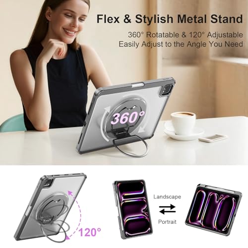 Image of Keyboard Case for iPad Pro 13 (M5 M4 2025 2024), Detachable Bluetooth Keyboard with 120 Metal Stand, Larger Trackpad, Backlit Spring Keys, Stylus Holder, Light Protective Cover (Dark Gray)