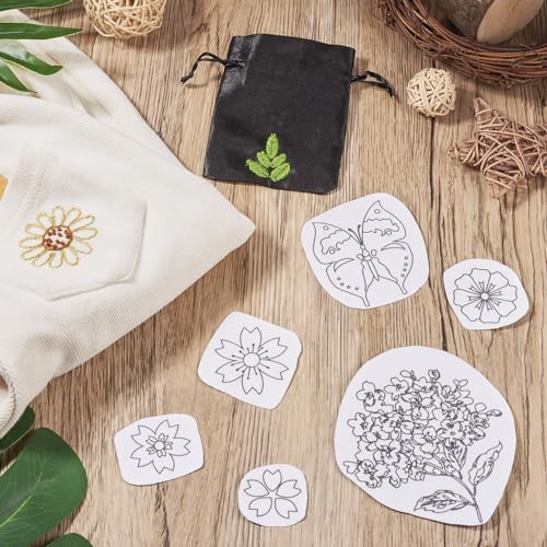 Image of Spritewelry 60 Pcs Water Soluble Embroidery Stabilizers, Stick and Stitch Embroidery Paper with Pre-Printed Flower Butterfly Patterns Wash Away Adhesive Stabilizers for Hand Sewing Lover Beginners