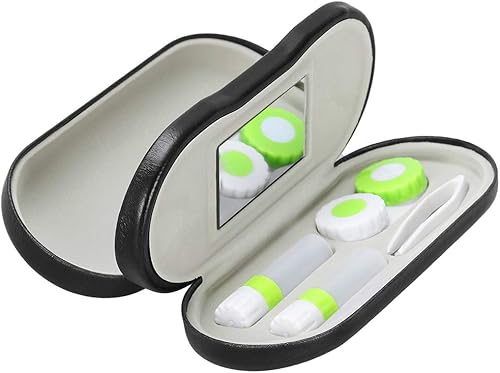 SteelFever 2 en 1 Estuche de lentes portátiles de doble cara Estuche de lentes de contacto de viaje (negro)