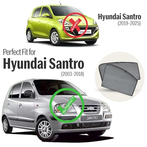 Image of Autofact Car Sunshades for Hyundai Santro Xing (2003 to 2018), UV Protection, Useful Car Accessories, Custom fit Sun Shades for Side Windows, Set of 4